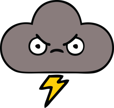 Bir insan tarafından çizilmiş fırtına bulutunun sevimli karikatürü.