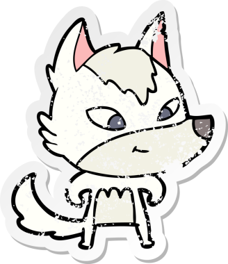 Bir insan tarafından çizilmiş dost canlısı bir kurdun sıkıntılı çıkartması.