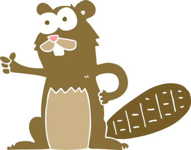 Bir insan tarafından çizilmiş kunduzun düz renk çizimi