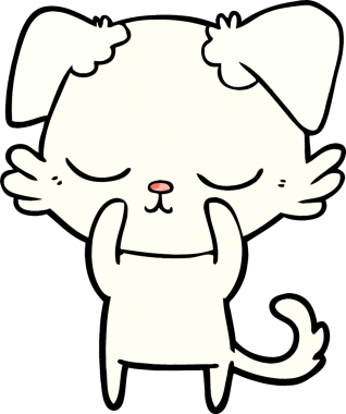 Bir insan tarafından çizilmiş şirin bir çizgi film köpeği.