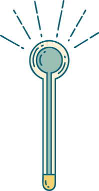 Bir insan tarafından çizilmiş geleneksel bir dövme tarzı cam termometrenin çizimi