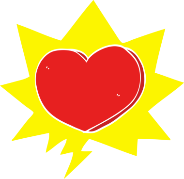 bir insan tarafından çizilmiş eski tarz konuşma baloncuklu karikatür kalp