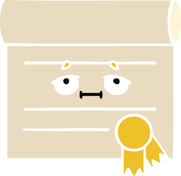 Bir insan tarafından çizilmiş bir sertifikanın düz renk retro karikatürü