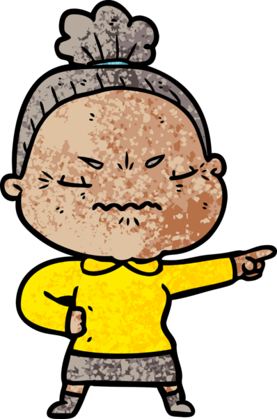 Çizgi film bir insan tarafından çizilmiş yaşlı bir kadın tarafından rahatsız edildi.