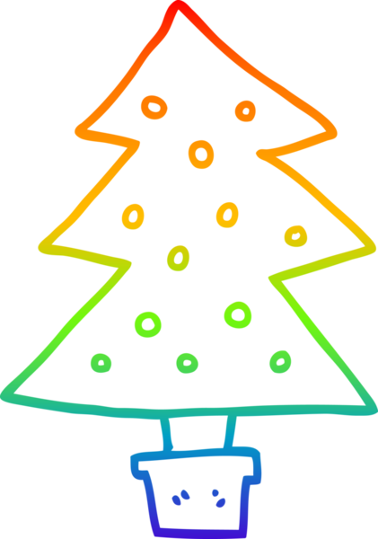 gökkuşağı gradyan çizgisi bir insan tarafından çizilmiş bir karikatür noel ağacı