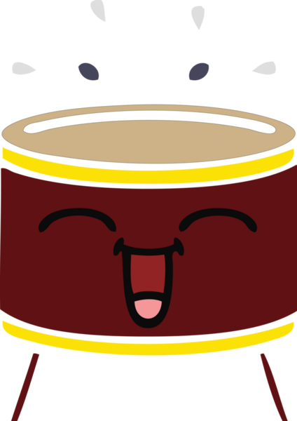 Bir insan tarafından çizilen davulun düz renk retro karikatürü