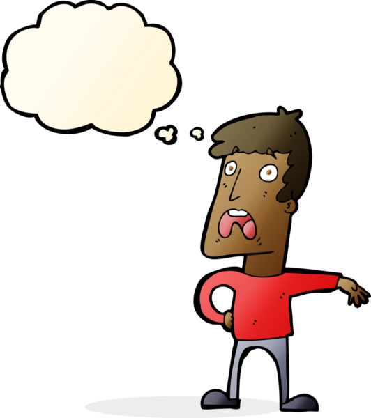 Bir insan tarafından çizilmiş düşünce baloncuğu olan şikayet eden bir adam.