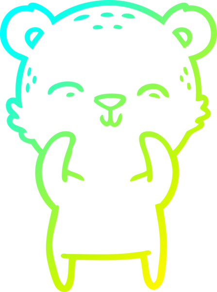 Bir insan tarafından çizilen mutlu çizgi film ayısının soğuk gradyan çizgisi.