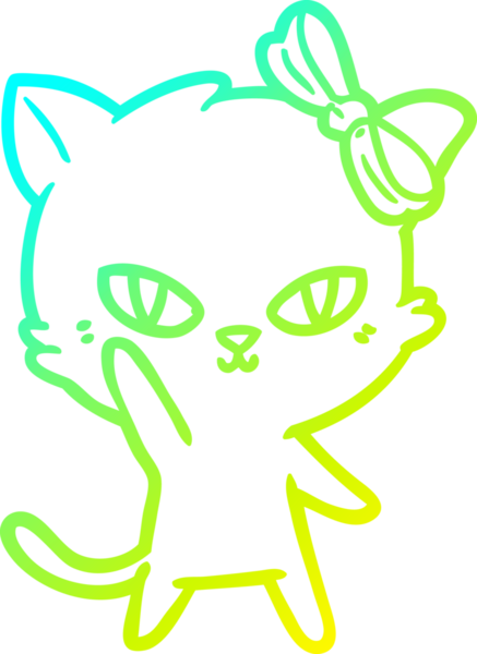 Bir insan tarafından çizilmiş bir çizgi film kedisinin soğuk gradyan çizgisi.