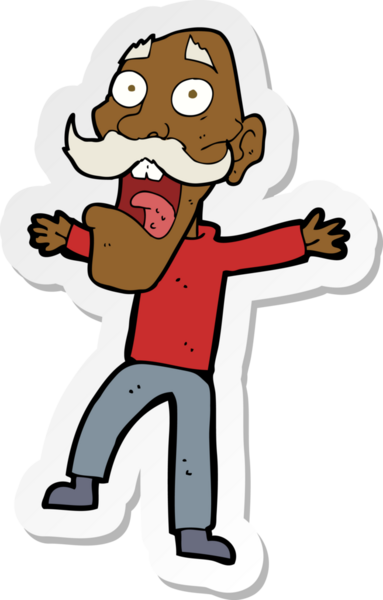 Karikatür çıkartması bir insan tarafından çizilmiş yaşlı bir adamı şok etti.