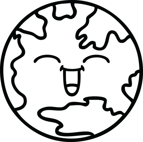 Bir insan tarafından çizilmiş bir gezegenin çizgi çizimi.