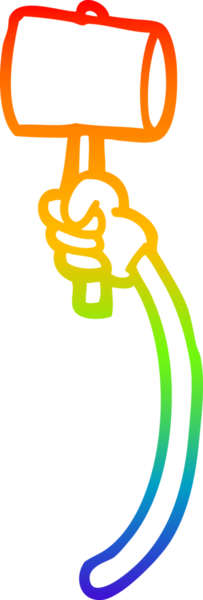 Bir insan tarafından çizilmiş çekiçle çizilmiş bir karikatür kolunun çizimi.