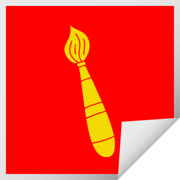 Bir insan tarafından çizilmiş kare soyulmuş garip karikatür boya fırçası.