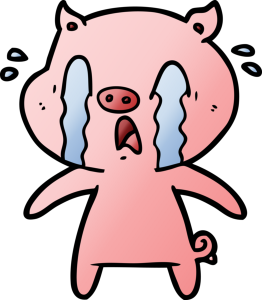 Bir insan tarafından çizilmiş ağlayan domuz çizgi filmi.