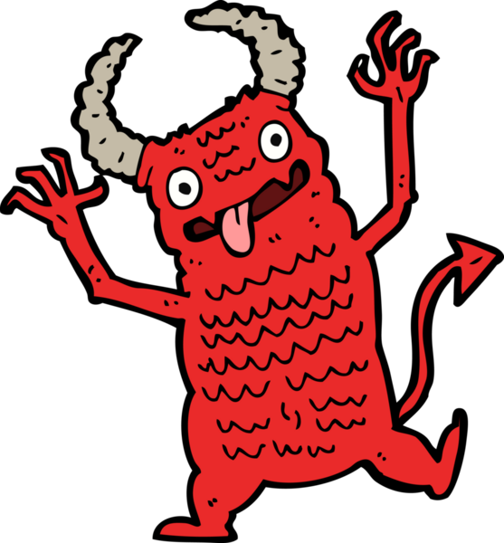 Bir insan tarafından çizilmiş karikatür iblisi