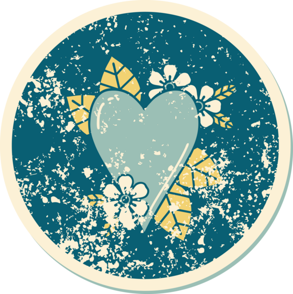 Bir insan tarafından çizilmiş botanik bir kalbin sembolik depresif dövmesi.