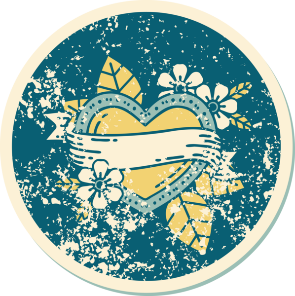 Bir insan tarafından çizilmiş kalp ve bayrağın sembolik depresif dövme şekli