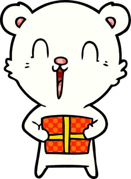 Bir insan tarafından çizilmiş mutlu kutup ayısı karikatürü