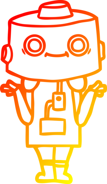 Bir insan tarafından çizilen çizgi film robotunun sıcak çizgi çizimi