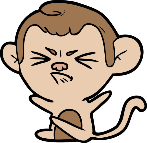 Bir insan tarafından çizilmiş kızgın maymun çizgi filmi.