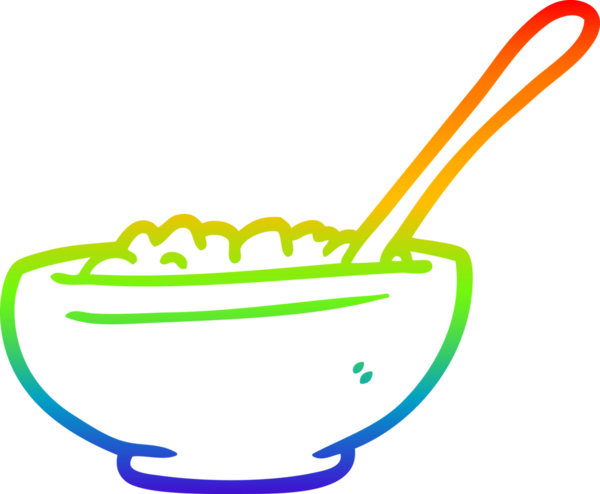 Gökkuşağı gradyan çizgisi bir kase pirinç insan tarafından çizilmiş.