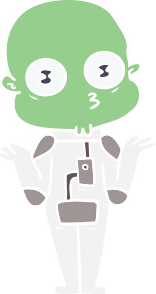 Bir insan tarafından çizilmiş kafası karışık, kel bir uzaylı.