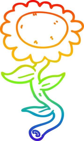 gökkuşağı gradyan çizgi çizimi bir insan tarafından çizilmiş ayçiçeği karikatürü