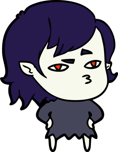 Bir insan tarafından çizilmiş vampir kız çizgi filmi.