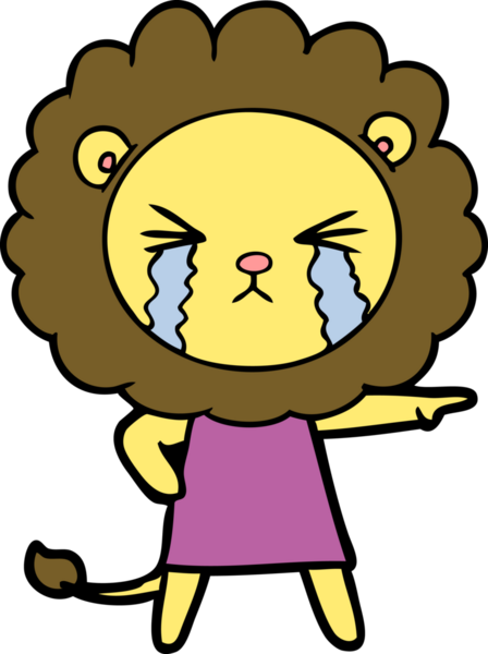 Bir insan tarafından çizilmiş, ağlayan aslan resmi.