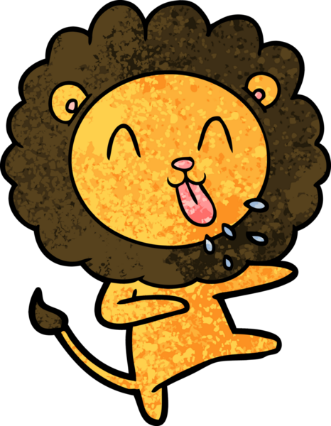 Bir insan tarafından çizilmiş mutlu çizgi film aslanı.