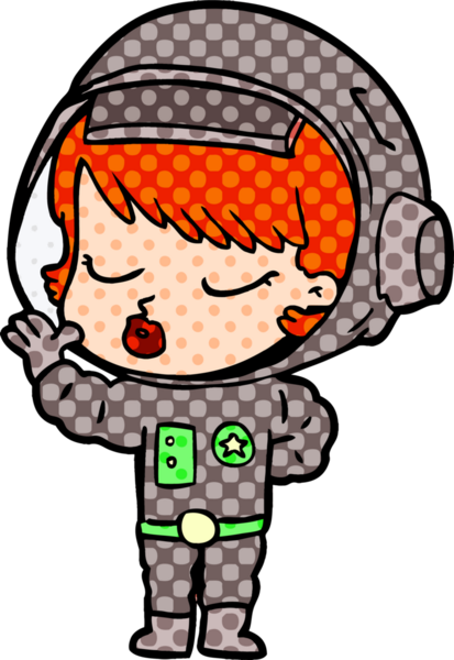 Bir insan tarafından çizilmiş güzel astronot kız.