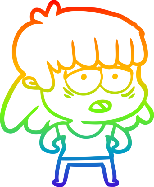 gökkuşağı gradyan çizgi çizimi bir insan tarafından çizilmiş yorgun bir kadın