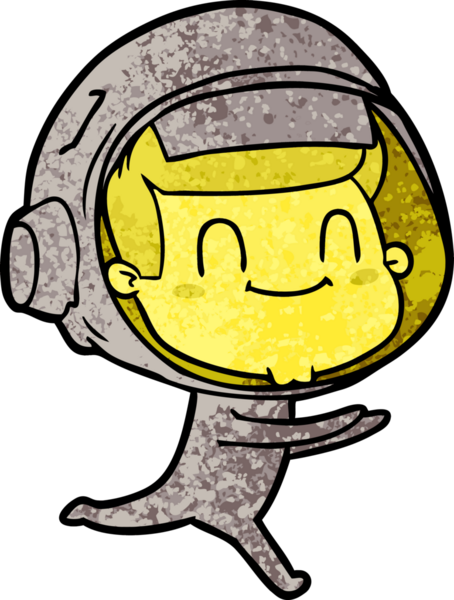 Bir insan tarafından çizilmiş mutlu astronot.