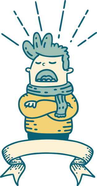 Bir insan tarafından çizilmiş eşarp takan dövmeli bir adam.