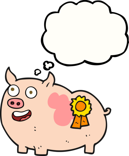 Serbest çizim düşünce balonu çizgi film ödüllü bir insan tarafından çizilmiş domuz.