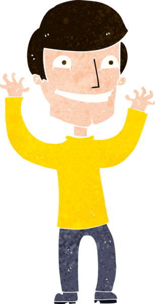 Bir insan tarafından çizilmiş heyecanlı bir çizgi film.