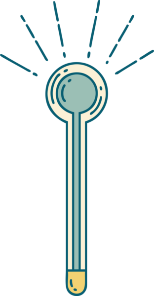 Bir insan tarafından çizilmiş geleneksel bir dövme tarzı cam termometrenin çizimi