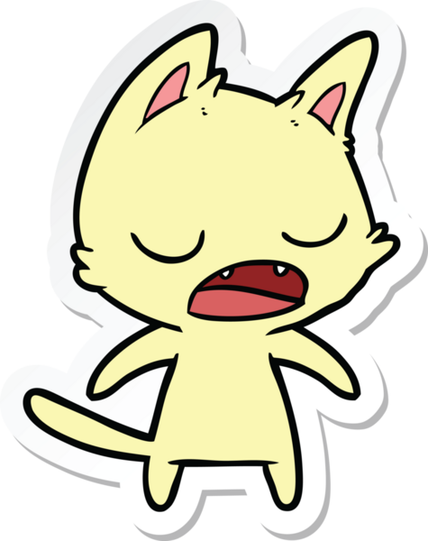 Bir insan tarafından çizilmiş konuşan kedi karikatürü.