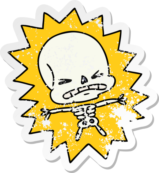 Bir insan tarafından çizilmiş korkunç bir iskeletin serbest sticker 'ı.