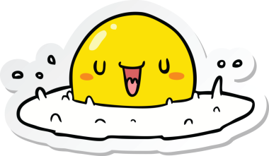 Bir insan tarafından çizilmiş karikatür yumurta etiketi.