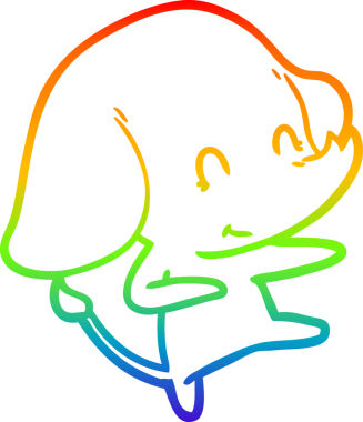 Gökkuşağı gradyan çizgisi bir insan tarafından çizilmiş şirin bir fil çizimi