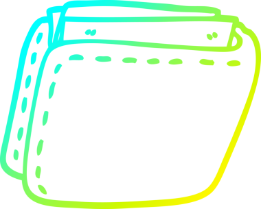 Bir insan tarafından çekilen para dolu bir karikatür cüzdanının soğuk gradyan çizimi