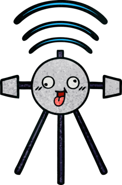 Bir insan tarafından çizilmiş bir uydunun retro grunge desen karikatürü