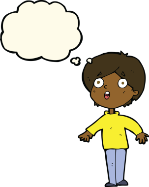 Bir insan tarafından çizilen düşünce baloncuğuyla adamı şaşırtan çizgi film.