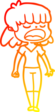 Bir insan tarafından yüksek sesle çizilmiş bir çizgi film kadını çizimi.