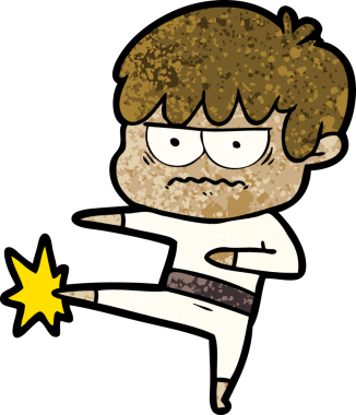 Bir insan tarafından çizilmiş sinirli çizgi film çocuğu.