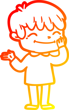 Bir insan tarafından çizilen mutlu bir çocuğun sıcak çizgi çizimi.