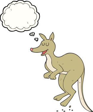 Bir insan tarafından çizilmiş serbest çizim balon karikatür kanguru