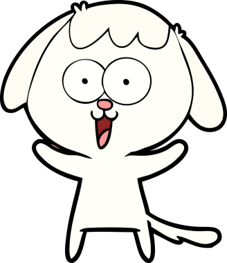 Bir insan tarafından çizilmiş şirin bir çizgi film köpeği.