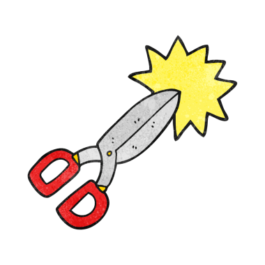 Bir insan tarafından çizilmiş el yazısı desenli makas.